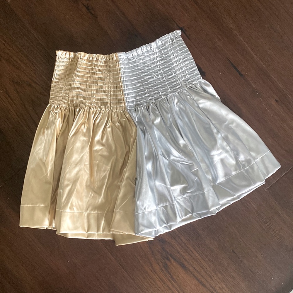 QOS Gold and Silver Leather Swing Short